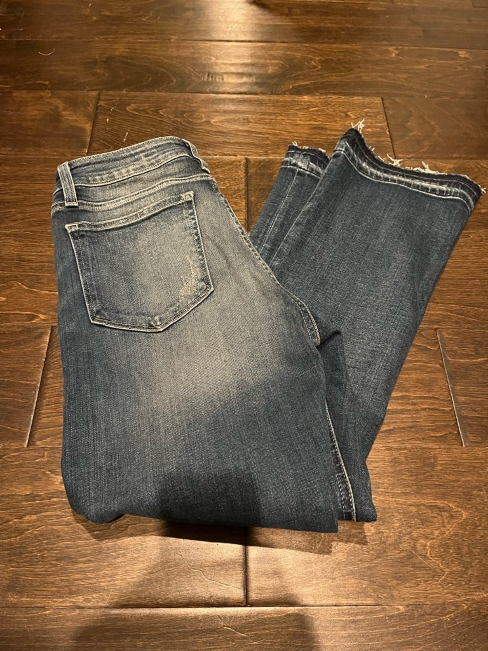 Miss Me Dark Blue Frayed Hem Ankle Jeans